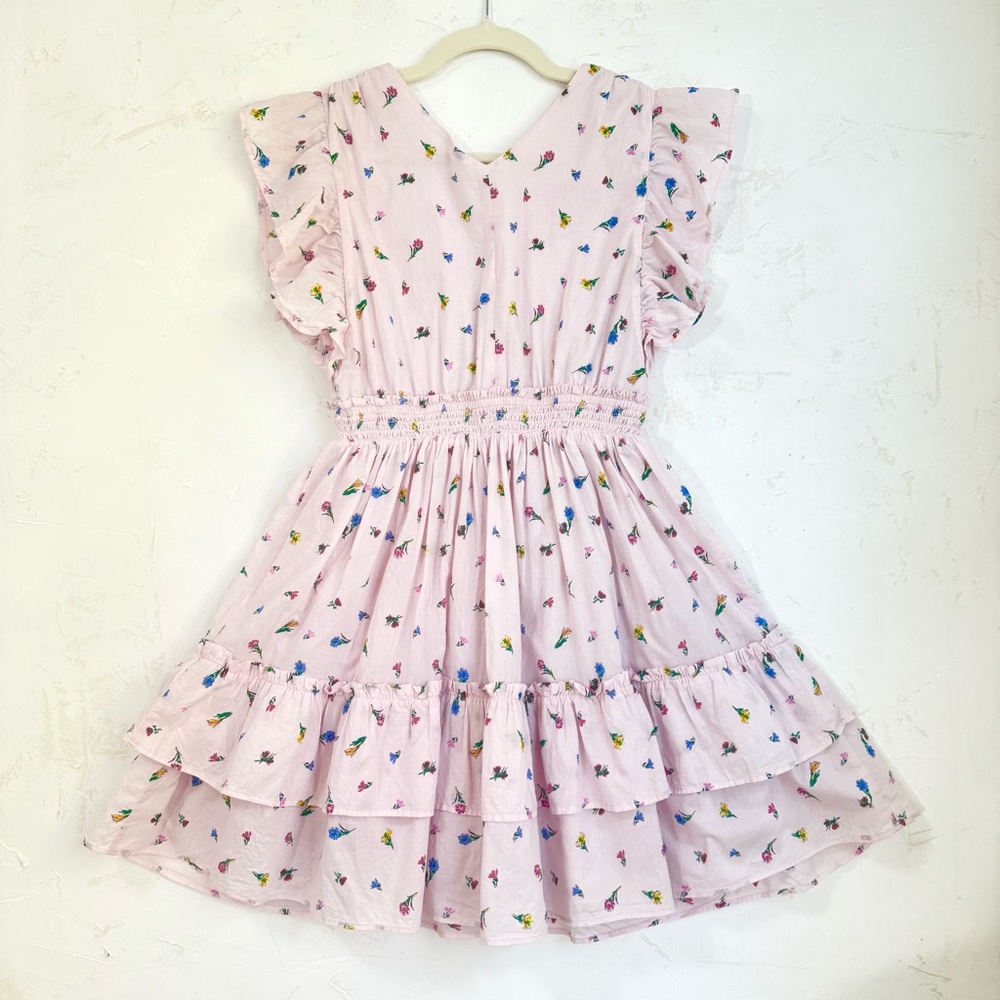 Cottagecore Pink Floral Dress – Women’s XS–S – Vintage Style with Ruffles